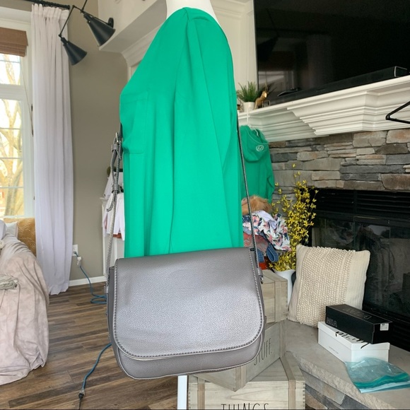 Crossbody Women’s Shoulder Purse Grey Faux Leather - Picture 15 of 15